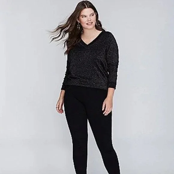 Lane Bryant Metallic Multi V-Neck Sweater - Picture 1 of 4